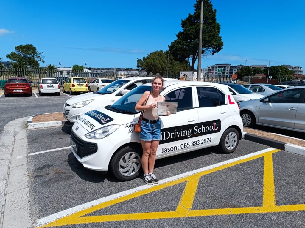 New driver passes her drivers license test in Cape Town.